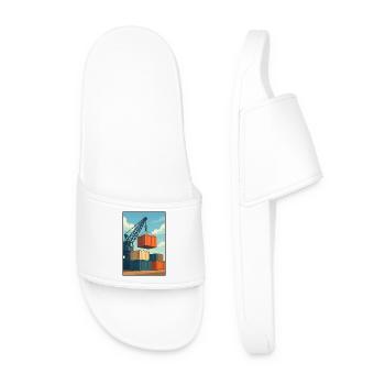 Docker Carriage of Industrial Containers - Men’s Pool Sliders - white - Front
