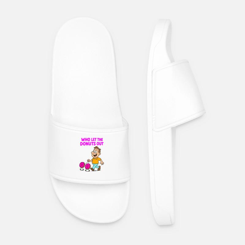 Humorous Donut Expression Design - Men’s Pool Sliders - white