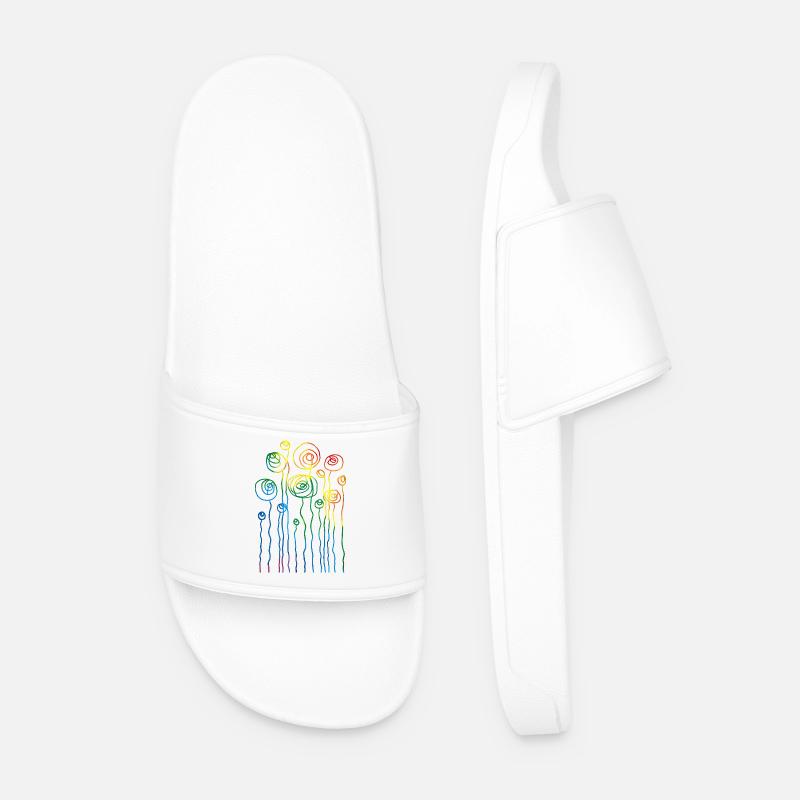 Flowers - Men’s Pool Sliders - white