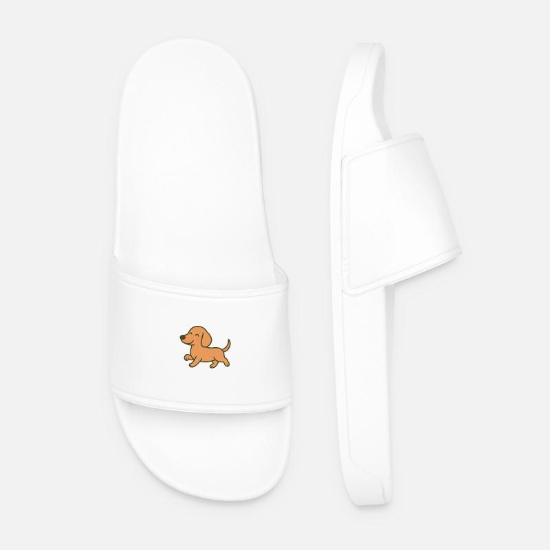 conception de dessin animé de course de chiot joyeux - Claquettes Homme - blanc