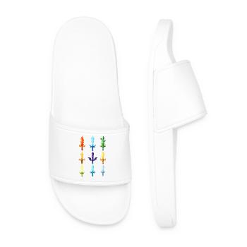 Colorful Fantasy Swords Design - Men’s Pool Sliders - white - Front