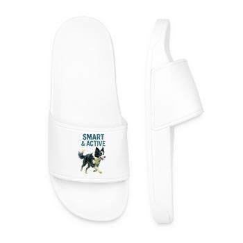 Border Collie Dog - Men’s Pool Sliders - white - Front