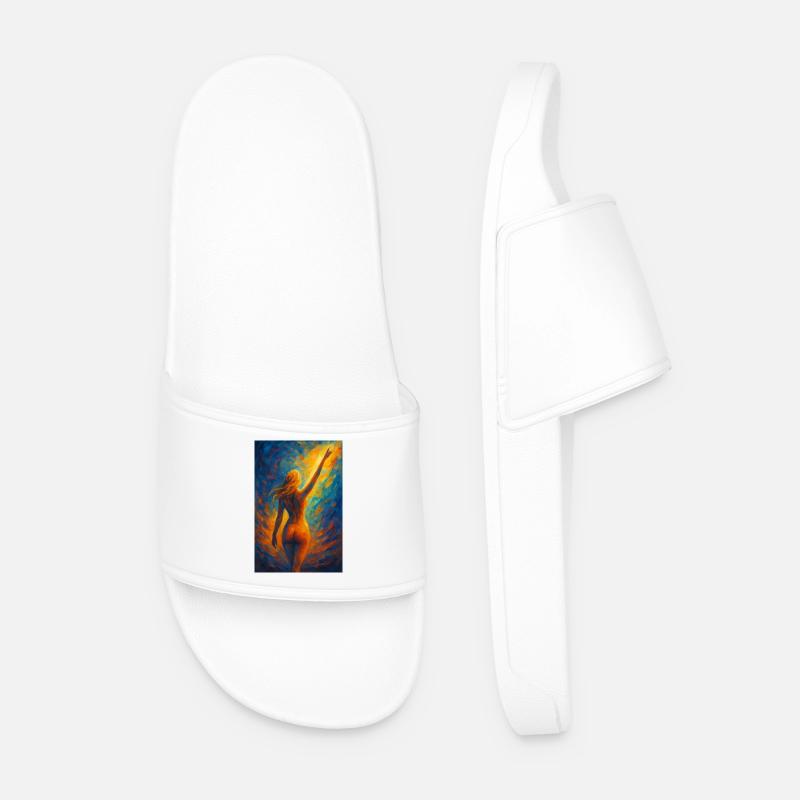 Silhouette in firelight - Men’s Pool Sliders - white