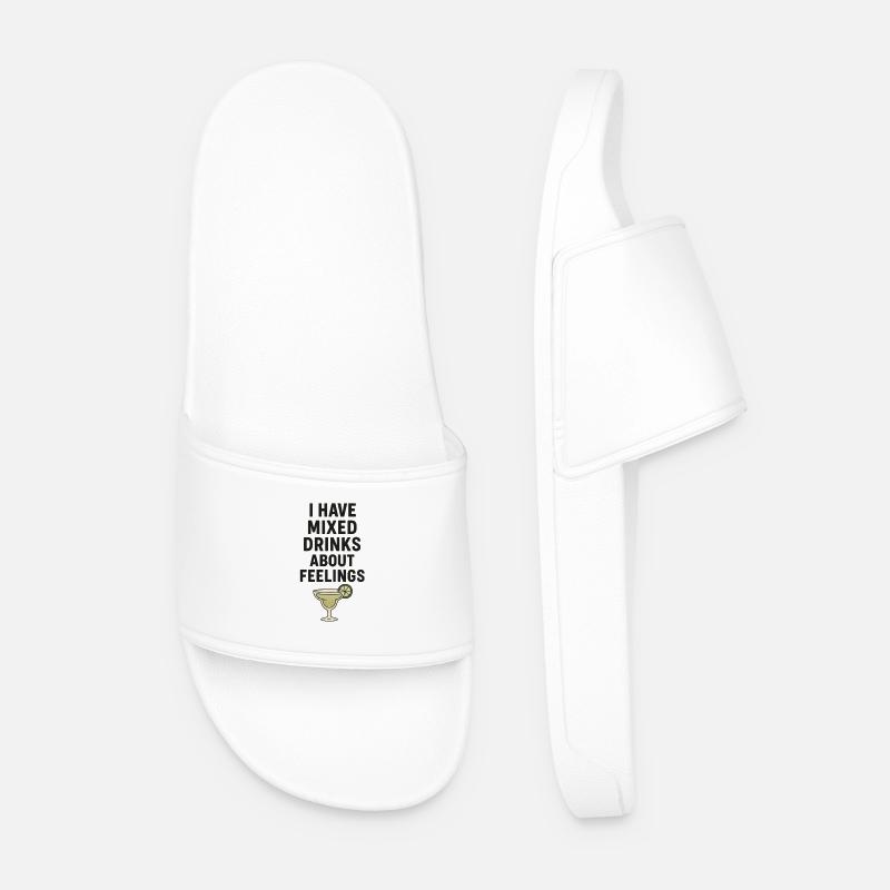 I Have Mixed Drinks About Feelings - Men’s Pool Sliders - white