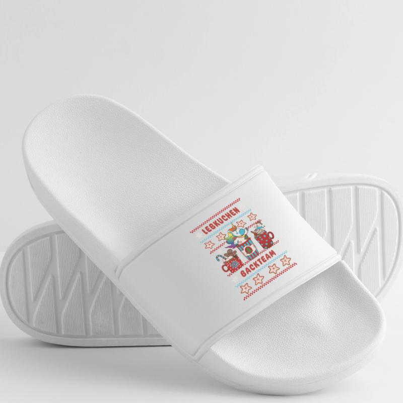 Gingerbread Baking Team Unicorn Christmas Baking Men’s Pool Sliders