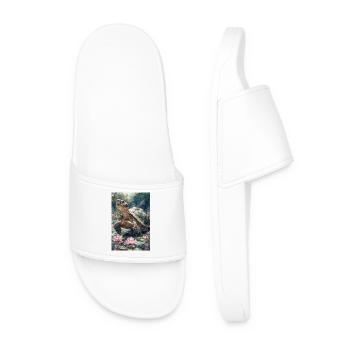Illustration of a turtle - Men’s Pool Sliders - white - Front