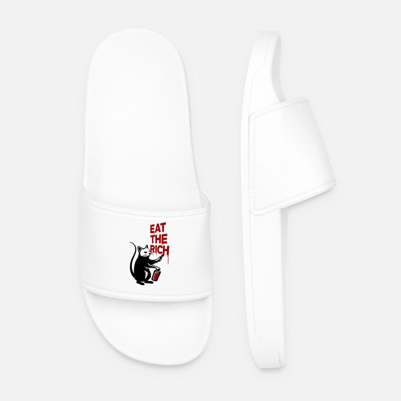 Protest Cat Graffiti Print - Men’s Pool Sliders - white