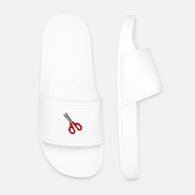 Schere Retro Rot - Männer Badelatschen - Weiß