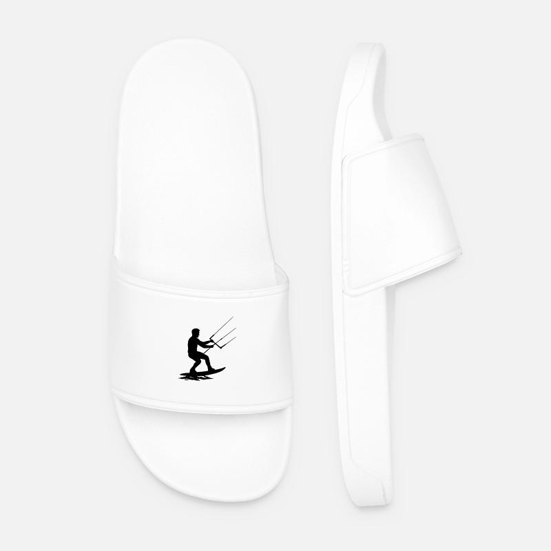 Cool Kitesurfer in Action – Dynamic Silhouette - Men’s Pool Sliders - white