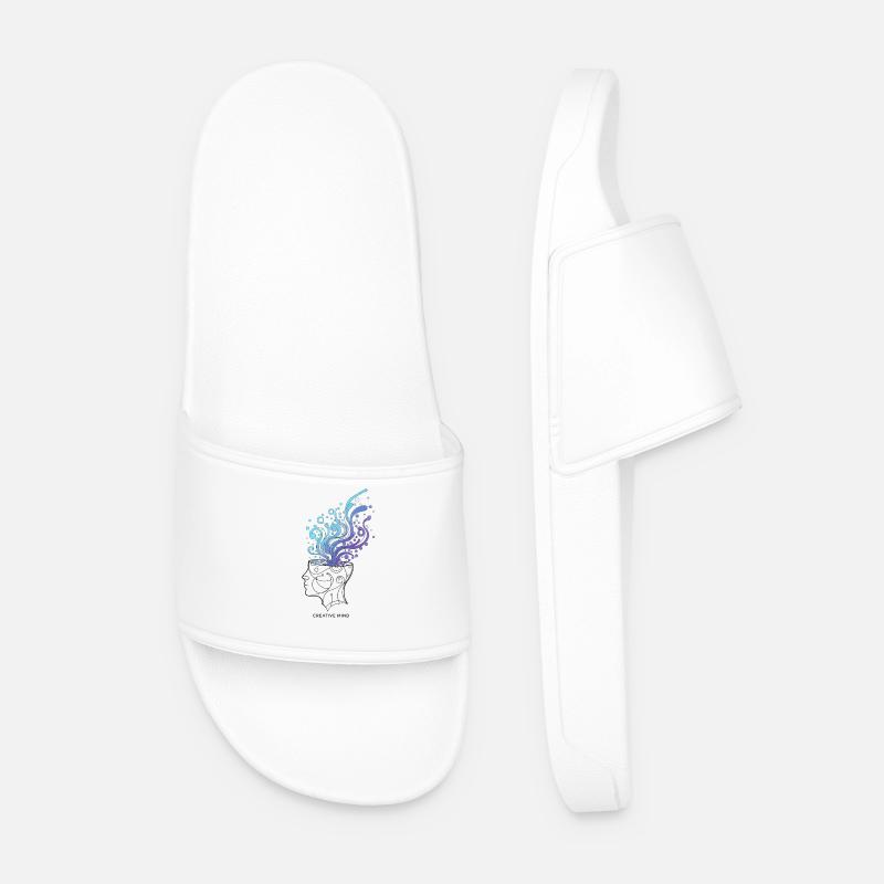Creative Mind – Abstract Brain Illustration - Men’s Pool Sliders - white