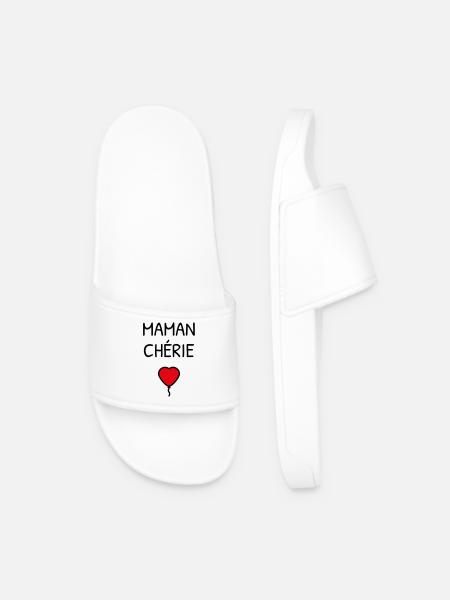 Maman Chérie - Mother's Day - Men’s Pool Sliders - white