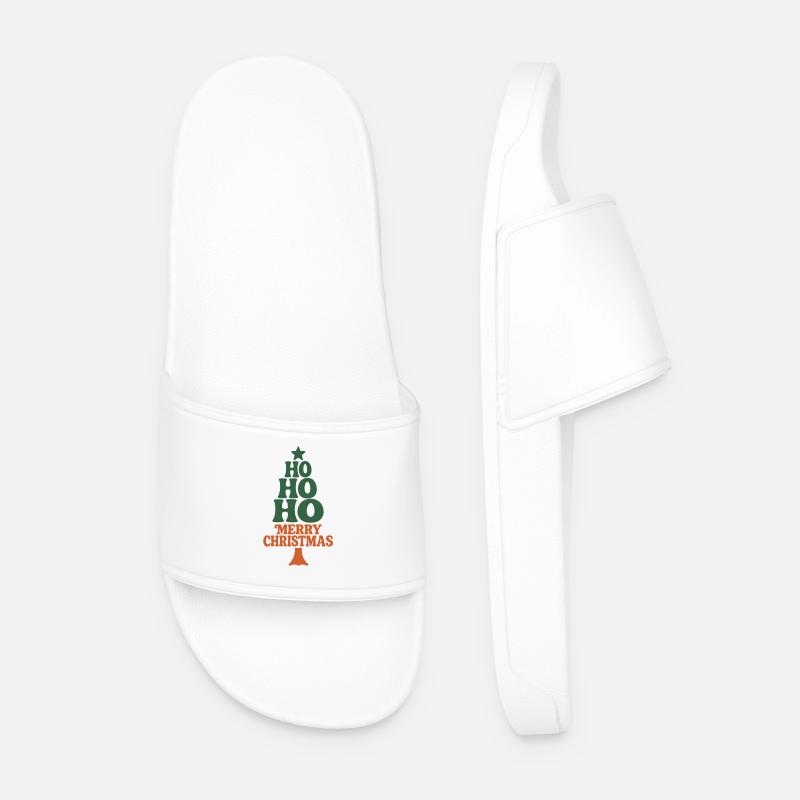 Hohoho Hippie 70s Retro Christmas - Men’s Pool Sliders - white