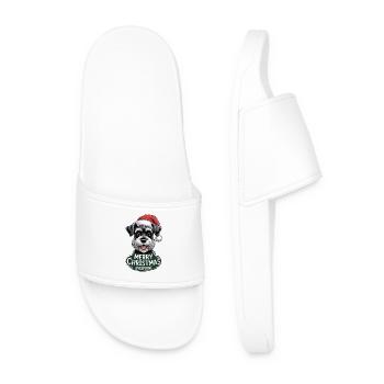 Merry Christmas – Schnauzer, Christmas with a dog - Men’s Pool Sliders - white - Front