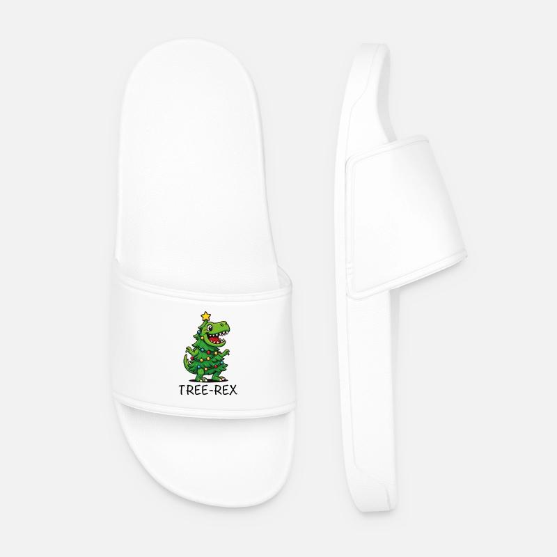 Tree-Rex – Süßer Cartoon Dino - Männer Badelatschen - Weiß