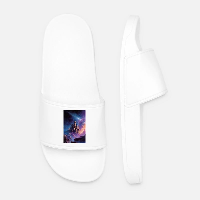 Nebula Castle in Starry Realm - Men’s Pool Sliders - white