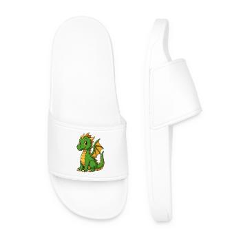 Kleiner Grün-Drachen Cartoon - Männer Badelatschen - Weiß - Vorne