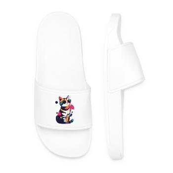 Motif pop art Chat avec lunettes de soleil Cool Cats - Claquettes Homme - blanc - Devant
