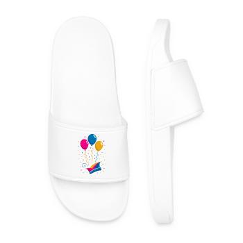 Carnaval avec bonnet de bouffon et ballons colorés - Claquettes Homme - blanc - Devant