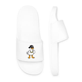 Cool Seagull Funny Naughty With Middle Finger T-Shirt - Men’s Pool Sliders - white - Front