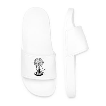 Digital Brain Cyborg Artificial Intelligence - Men’s Pool Sliders - white - Front