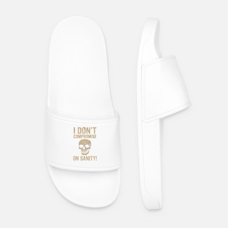 I Don't Compromise on Sanity Skull - Men’s Pool Sliders - white