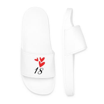 18. 18 YEARS OLD. 18th ANNIVERSARY. 18 BIRTHDAY. - Men’s Pool Sliders - white - Front