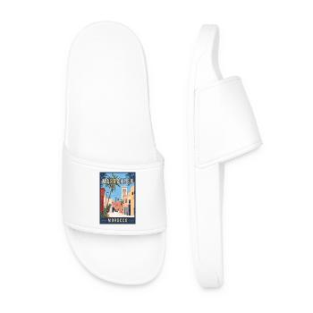 Explore Vibrant Souks of Marrakesh in Morocco - Men’s Pool Sliders - white - Front