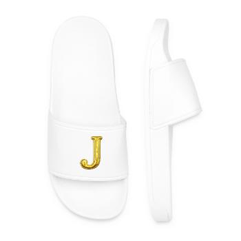 Golden J Letter - Men’s Pool Sliders - white - Front
