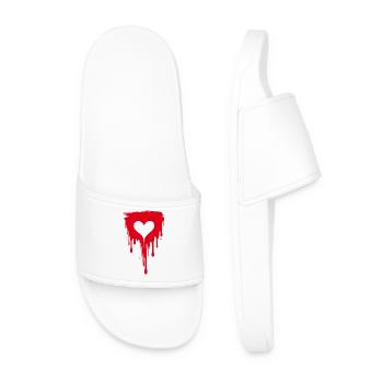 Heart with red color graffiti style illustration - Men’s Pool Sliders - white - Front