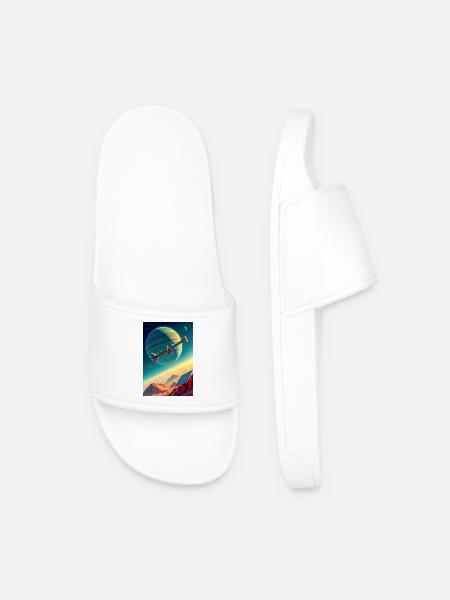 Humanity Finally Finds Its New Home in Space - Men’s Pool Sliders - white