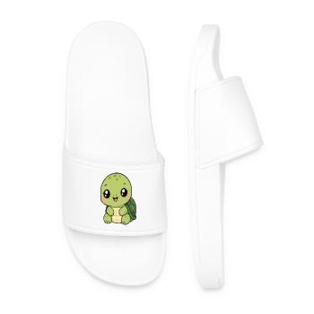Kawaii Turtle - Men’s Pool Sliders - white - Front