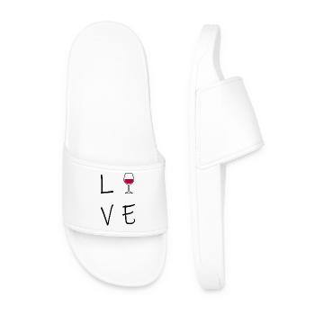 Love Wine Wine Glass Wine Lover Women Gift - Men’s Pool Sliders - white - Front
