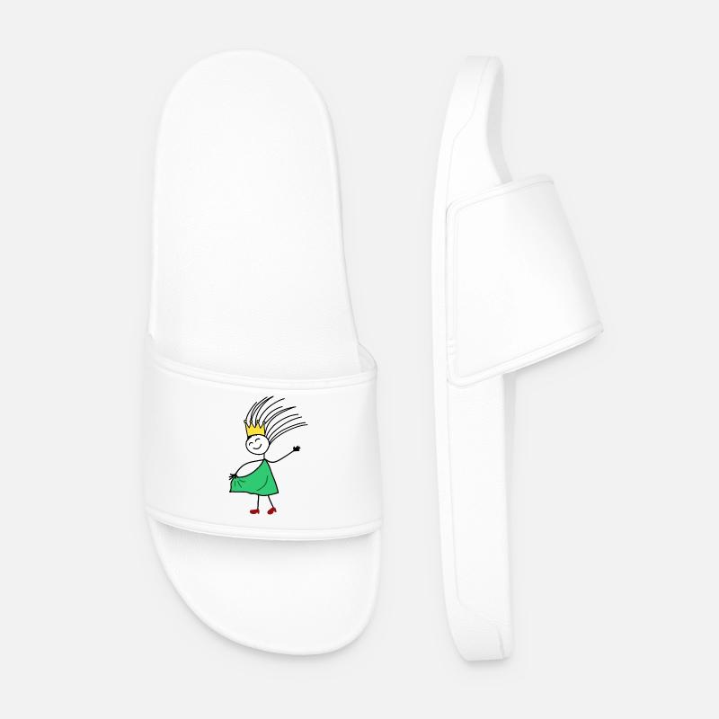 Crowned Joy: Minimal Princess Sketch - Men’s Pool Sliders - white