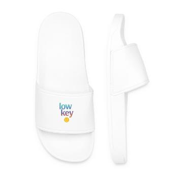 Low Key Gradient Typo with Smiley - Men’s Pool Sliders - white - Front