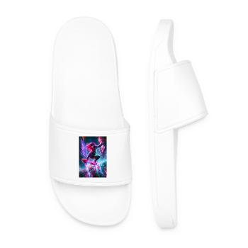 Skateur Cyberpunk Néon sous la Pluie - Claquettes Homme - blanc - Devant