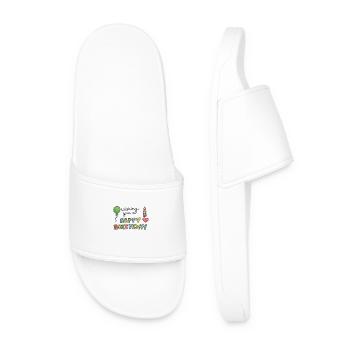 Colorful Doodle Birthday Wishes - Men’s Pool Sliders - white - Front