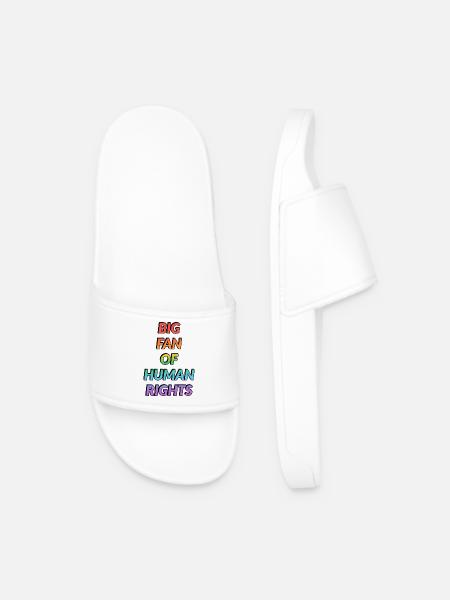 Big Fan of LGBTQ+ Rights Rainbow - Men’s Pool Sliders - white