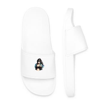 Gothic Anime Girl with Blue Flair - Men’s Pool Sliders - white - Front