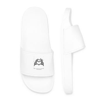 Black and White Heart Hand – Dark Valentine - Men’s Pool Sliders - white - Front