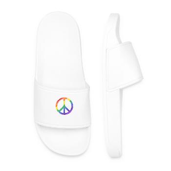 Peace sign in rainbow homo colors Peace - Men’s Pool Sliders - white - Front
