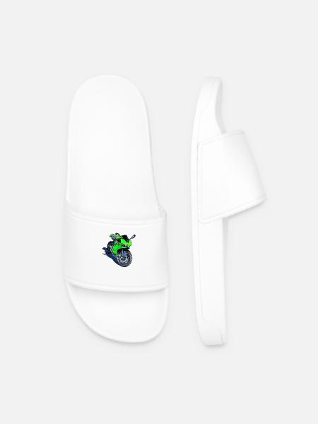 Sport Motorcycle Green - Men’s Pool Sliders - white