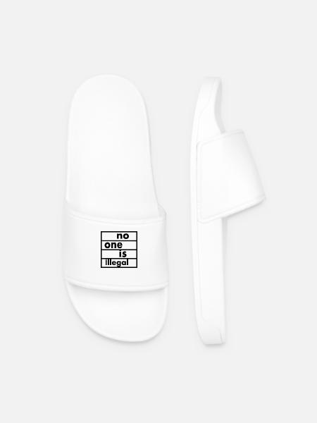 No one is illegal - Men’s Pool Sliders - white