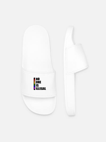 No one is illegal - Men’s Pool Sliders - white