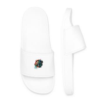 Magnifique tête de lion colorée avec splash - Claquettes Homme - blanc - Devant
