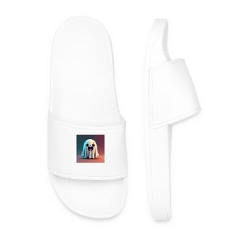 Happy Halloween cute ghost tongue out scary funny - Men’s Pool Sliders - white - Front