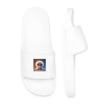 Happy Halloween cute monster tongue out scary fun - Men’s Pool Sliders - white - Front