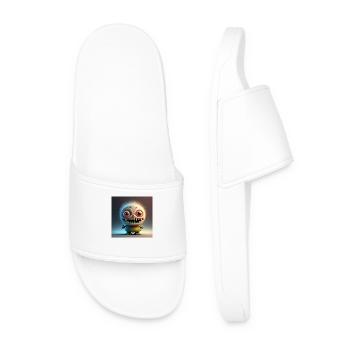 Happy Halloween cute monster tongue out scary fun - Men’s Pool Sliders - white - Front