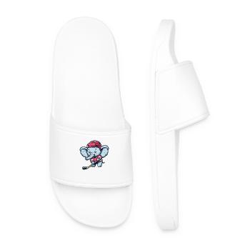 Bear silhouette of a polar bear head - Men’s Pool Sliders - white - Front