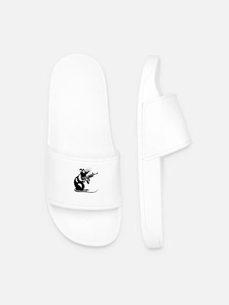 Rat with machine gun - Men’s Pool Sliders - white