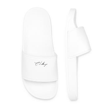 Signature With Challenge Writing - Men’s Pool Sliders - white - Front